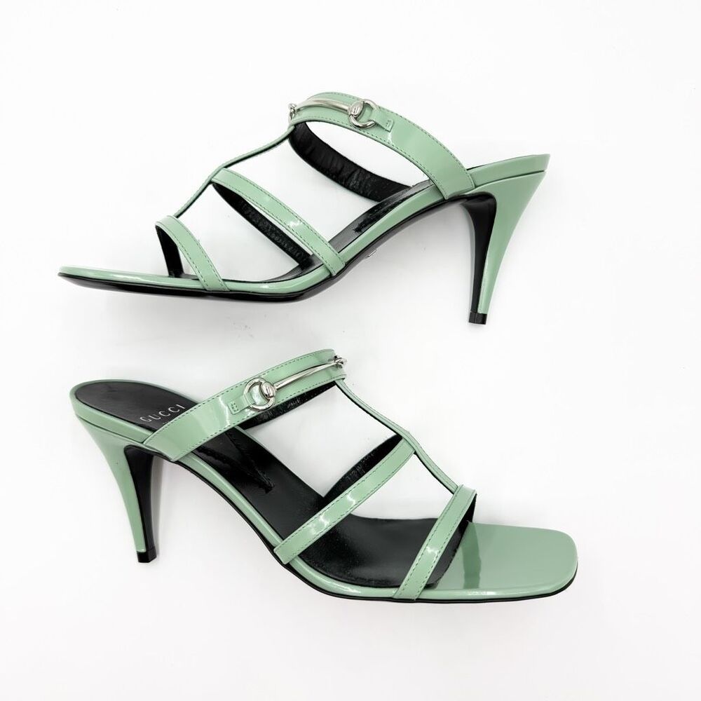 Gucci Horsebit Regent Slim Sandals Patent Leather Strappy Heels - Picture 8 of 12